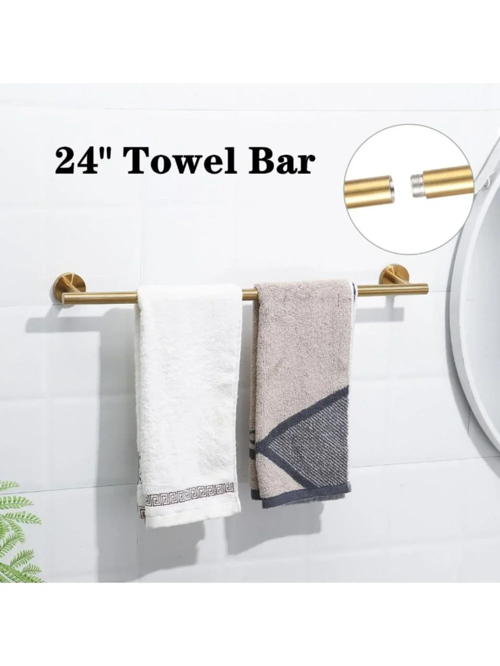 5-Piece Brushed Gold Bathroom Accessories Set - Towel Bar, Toilet Paper Holder